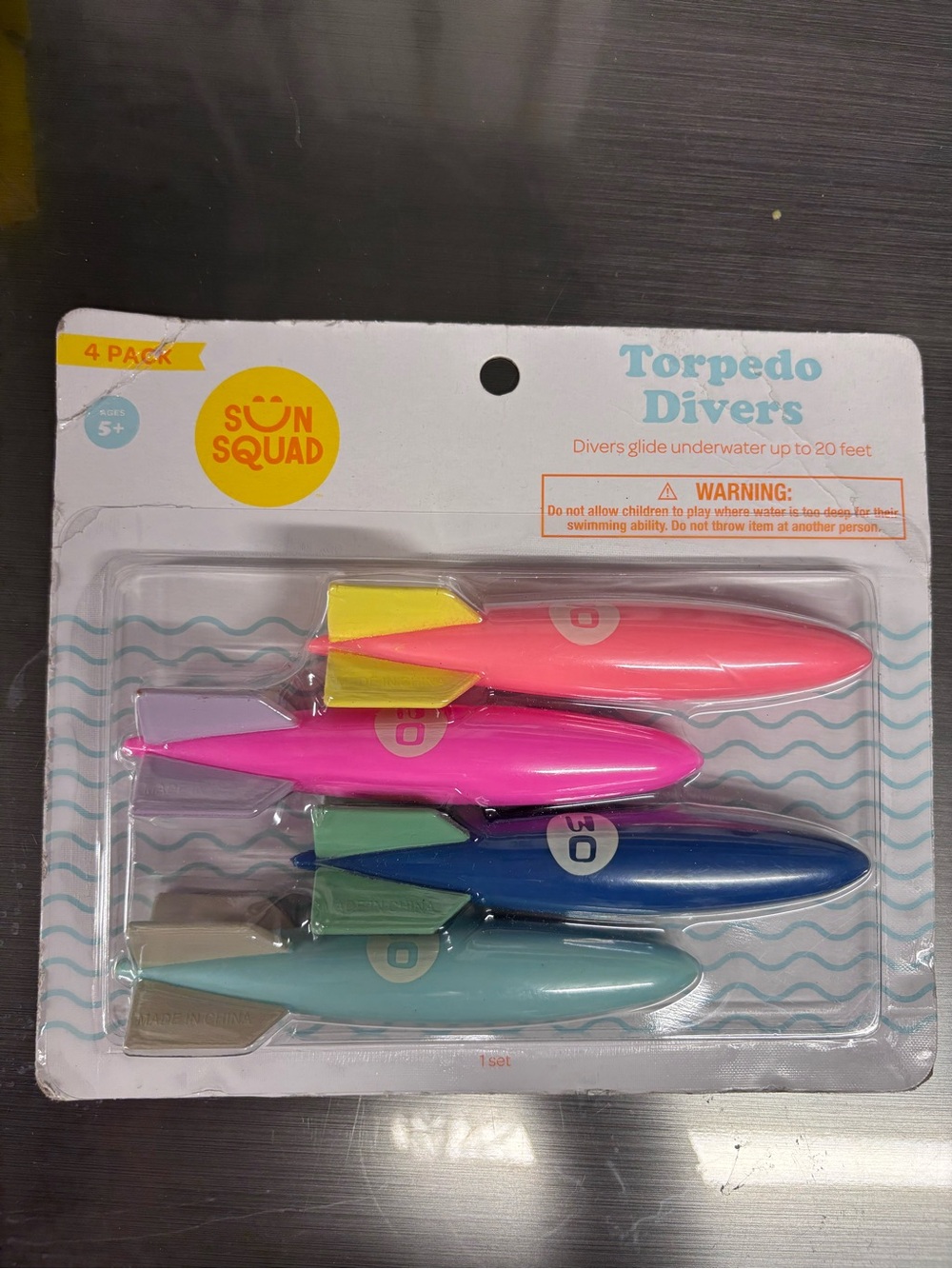 Sun Squad Torpedo Divers Pool Set - Pink, Hot Pink, Blue, Light Teal